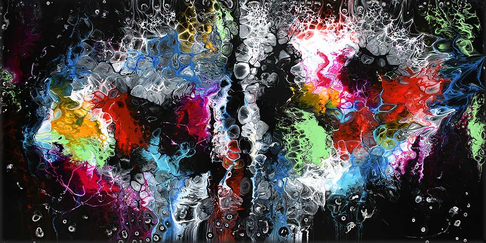 Abstrakter Malerei mit gegenwärtiger Kunst in trendigen Farben Lights I 70x140 cm