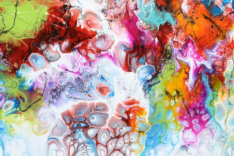 Gemälde in Großformat mit schönen Farben für Zuhause Fusion I 70x140 cm