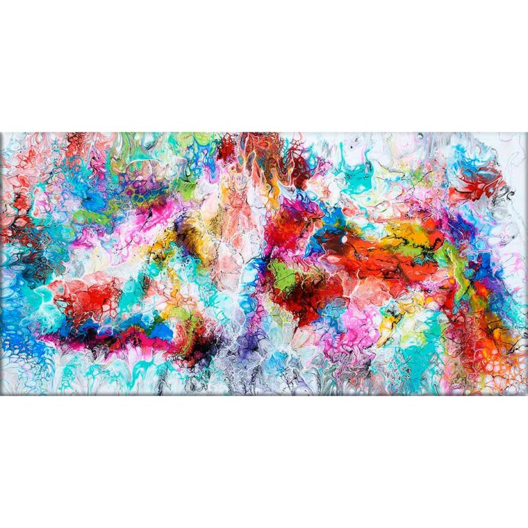 Moderne Acryl Malerei handgemalt in gegenwärtigen Farben Fusion III 70x140 cm