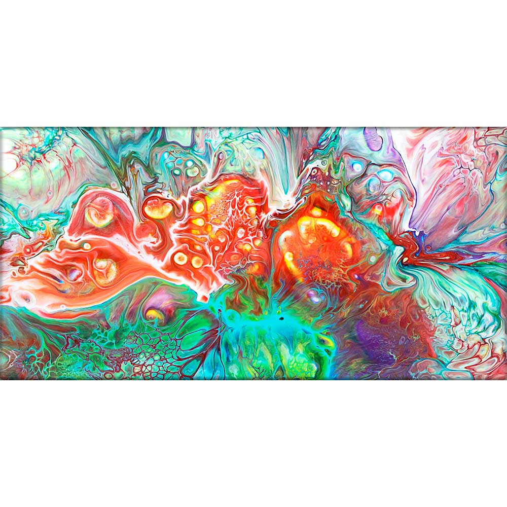 Exklusives Bild auf Leinwand mit abstrakter Kunst in trendigen Farben Organic I 70x140 cm