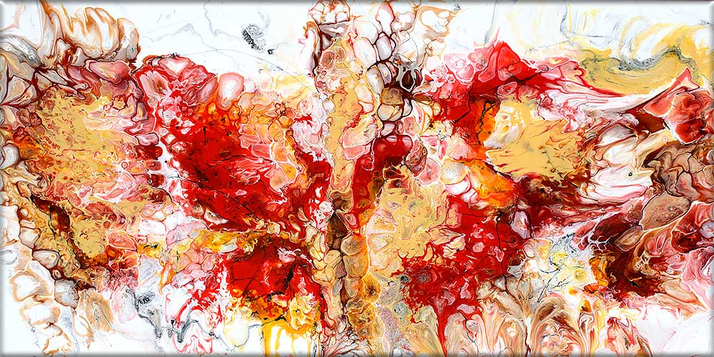 Farbenfrohes Leinwandbild mit abstraktem Motiv Pulse I 70x140 cm