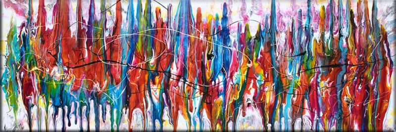 Abstraktes Gemälde in hellen Farben Heroic III 40x120 cm