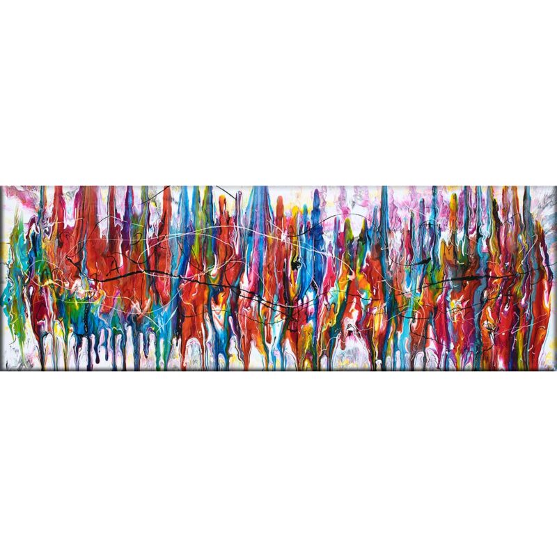 Abstraktes Gemälde mit bunten Farben Heroic III 40x120 cm
