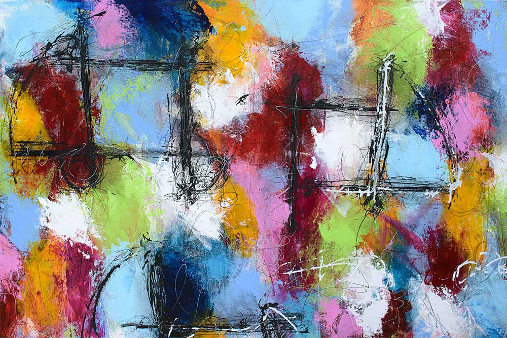Buntes Kunst Gemälde mit abstraktem Design Haze I 70x140 cm