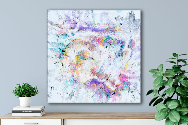 Gemälde in Pastellfarben für das Wohnzimmer Transparency IV 100x100 cm
