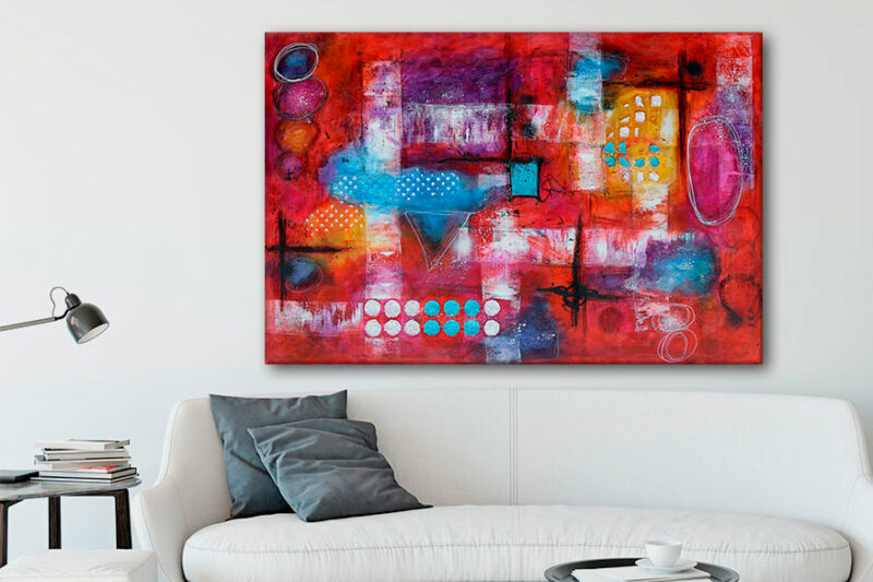 Leinwandbild in roten Farben fürs Wohnzimmer Intuition I 100x150 cm