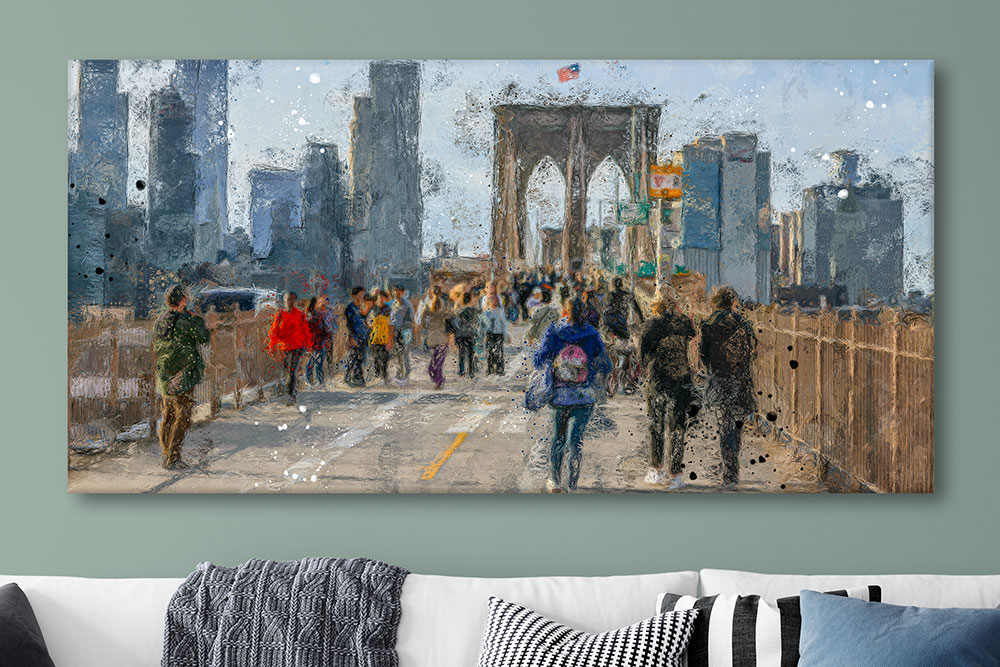 Digitale Kunst Leinwand für Wohnzimmer Brooklyn Bridge I