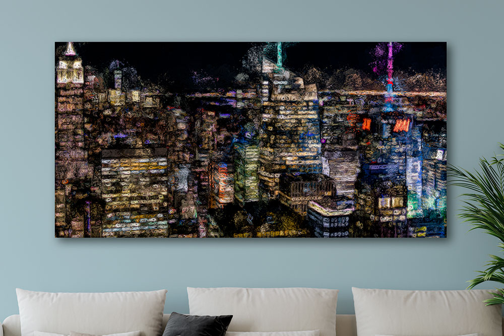 Digitale Kunst Skyline fürs Wohnzimmer New York VI