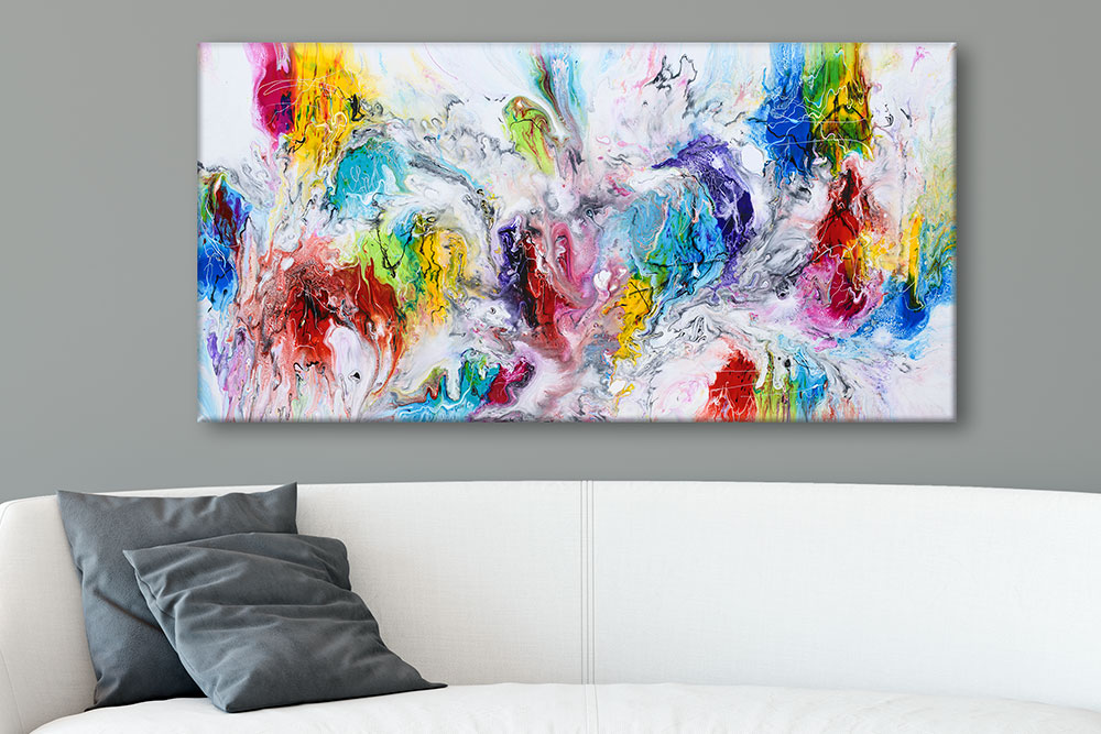 Gemälde abstrakt für Wohnzimmer Mellow III 70x140 cm
