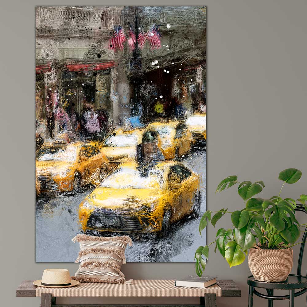 Poster New York City gelbes Taxi für das Schlafzimmer
